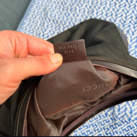 Gucci Vintage Nylon Hobo Shoulder Bag Dark Brown Y2K Small - Picture 8 of 9